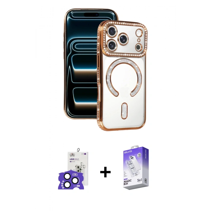 MARSİLYAN™- iPhone 17 Pro Max Kılıf Zirve Doku Prime - Siyah Bilvis 5in1 3D Magic Cam Ekran Koruyucu + Bilvis Titan Kamera Lens - LT