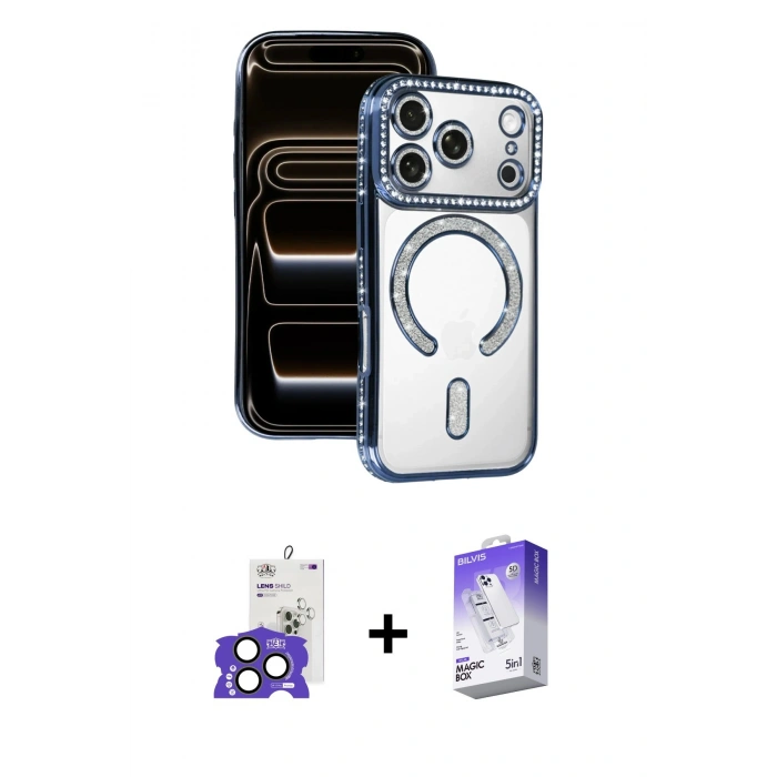 MARSİLYAN™- iPhone 17 Pro Max Kılıf Zirve Doku Prime - Siyah Bilvis 5in1 3D Magic Cam Ekran Koruyucu + Bilvis Titan Kamera Lens - NLGY