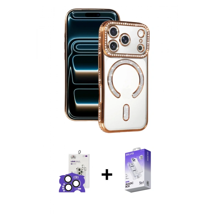 MARSİLYAN™- iPhone 17 Pro Max Kılıf Zirve Doku Prime - Siyah Bilvis 5in1 3D Magic Cam Ekran Koruyucu + Bilvis Titan Kamera Lens - NLGY