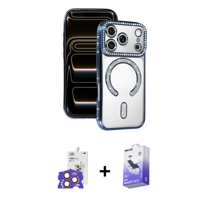 MARSİLYAN™- iPhone 17 Pro Max Kılıf Zirve Doku Prime - Siyah Bilvis 5in1 5D Magic Hayalet Cam Ekran Koruyucu + Turuncu Bilvis Titan Kamera Lens