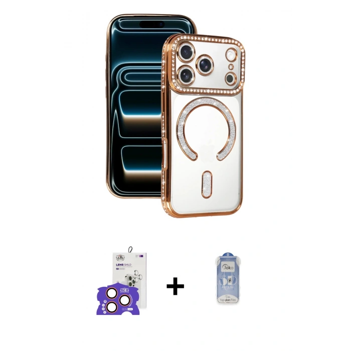 MARSİLYAN™- iPhone 17 Pro Max Kılıf Zirve Doku Prime - Siyah Joko Magic 5D Cam + Bilvis Titan Kamera Lens - TU