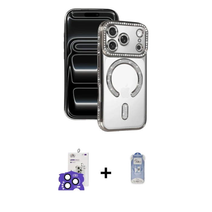 MARSİLYAN™- iPhone 17 Pro Max Kılıf Zirve Doku Prime - Siyah Joko Magic 5D Cam + Bilvis Titan Kamera Lens - LT