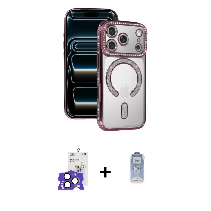 MARSİLYAN™- iPhone 17 Pro Max Kılıf Zirve Doku Prime - Siyah Joko Magic 5D Cam + Bilvis Titan Kamera Lens - NLGY