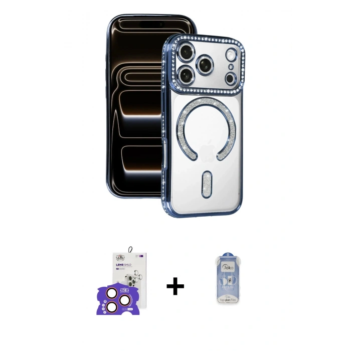 MARSİLYAN™- iPhone 17 Pro Max Kılıf Zirve Doku Prime - Siyah Joko Magic 5D Cam + Bilvis Titan Kamera Lens - TU