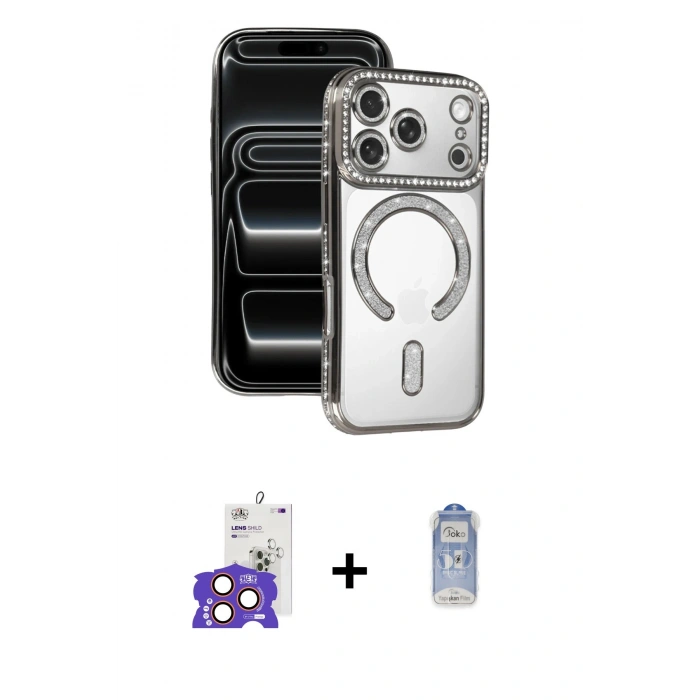 MARSİLYAN™- iPhone 17 Pro Max Kılıf Zirve Doku Prime - Siyah Joko Magic 5D Cam + Bilvis Titan Kamera Lens - TU