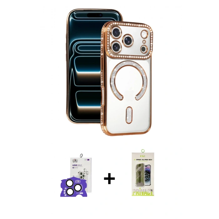 MARSİLYAN™- iPhone 17 Pro Max Kılıf Zirve Doku Prime - Siyah Joko Magic 5D Hayalet Cam + Bilvis Titan Kamera Lens - NLGY