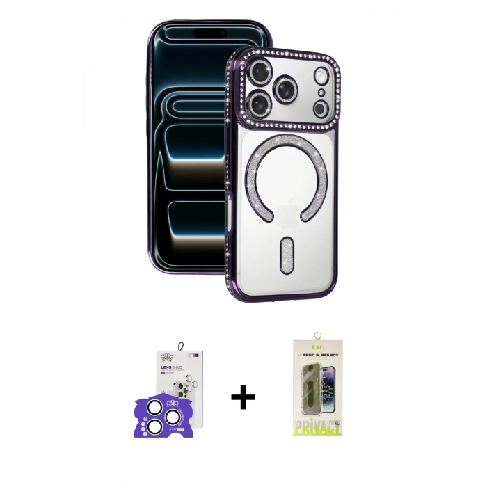 MARSİLYAN™- iPhone 17 Pro Max Kılıf Zirve Doku Prime - Siyah Joko Magic 5D Hayalet Cam + Bilvis Titan Kamera Lens - GS
