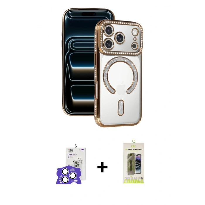 MARSİLYAN™- iPhone 17 Pro Max Kılıf Zirve Doku Prime - Siyah Joko Magic 5D Hayalet Cam + Bilvis Titan Kamera Lens - GS