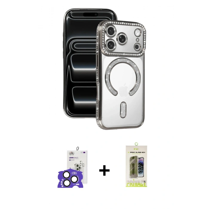 MARSİLYAN™- iPhone 17 Pro Max Kılıf Zirve Doku Prime - Siyah Joko Magic 5D Hayalet Cam + Bilvis Titan Kamera Lens - NLGY