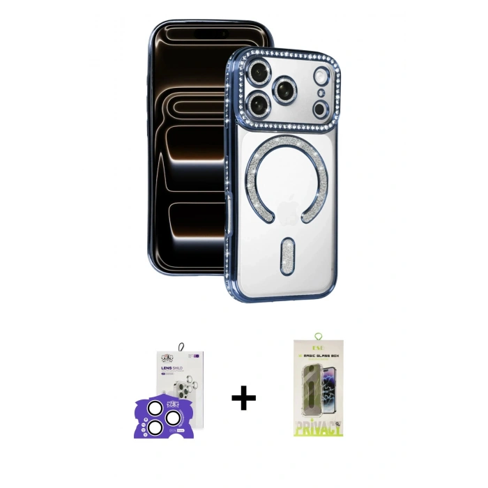 MARSİLYAN™- iPhone 17 Pro Max Kılıf Zirve Doku Prime - Siyah Joko Magic 5D Hayalet Cam + Bilvis Titan Kamera Lens - GS