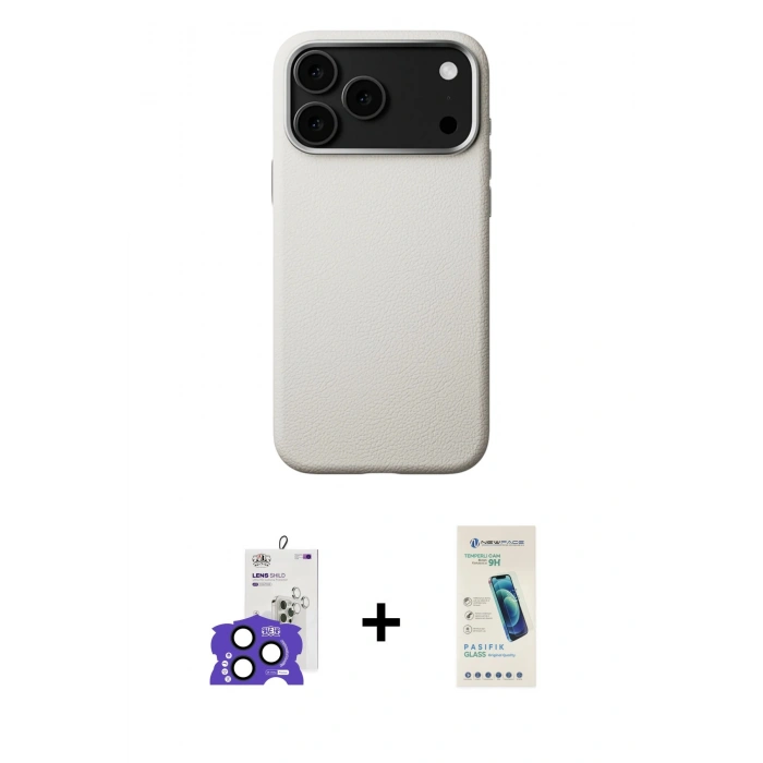 MARSİLYAN™- iPhone 17 Pro Max Kılıf Zirve Modern Prime - Şeffaf Pasifik Cam Ekran Koruyucu + Bilvis Titan Kamera Lens - LT