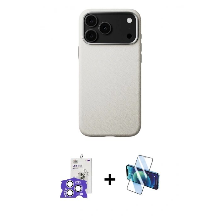 MARSİLYAN™- iPhone 17 Pro Max Kılıf Zirve Modern Prime - Siyah 3D Antistatik Cam Ekran Koruyucu + Bilvis Titan Kamera Lens - GS
