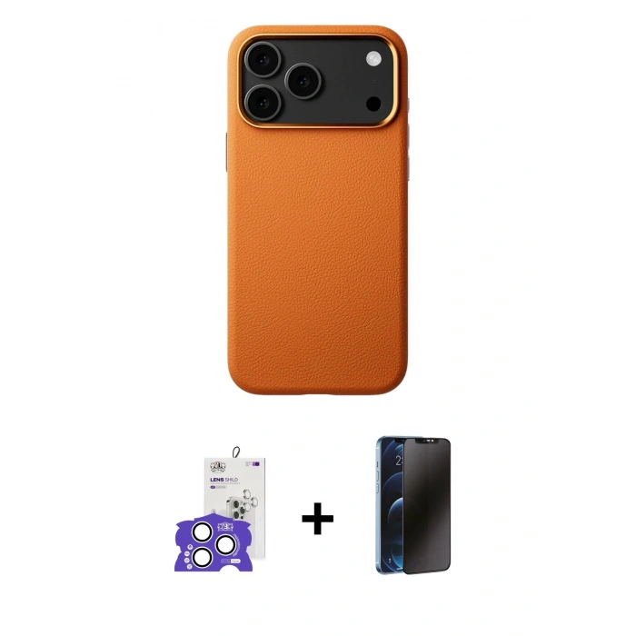 MARSİLYAN™- iPhone 17 Pro Max Kılıf Zirve Modern Prime - Siyah 3D Antistatik Hayalet Cam Ekran Koruyucu + Bilvis Titan Kamera Lens - GS