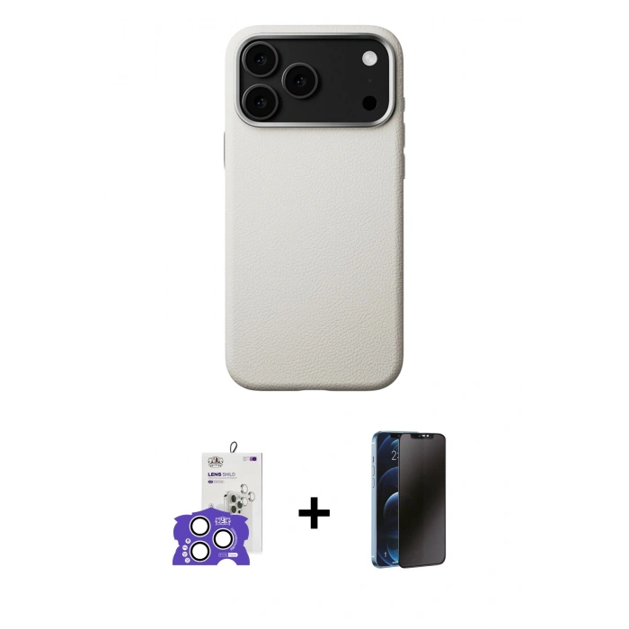 MARSİLYAN™- iPhone 17 Pro Max Kılıf Zirve Modern Prime - Siyah 3D Antistatik Hayalet Cam Ekran Koruyucu + Bilvis Titan Kamera Lens - GS