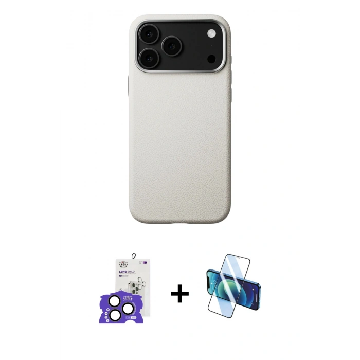 MARSİLYAN™- iPhone 17 Pro Max Kılıf Zirve Modern Prime - Siyah 3D Antistatik Seramik Nano Ekran Koruyucu + Bilvis Titan Kamera Lens - NLGY