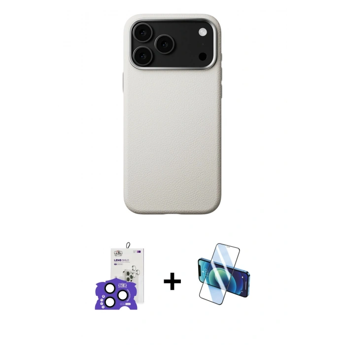 MARSİLYAN™- iPhone 17 Pro Max Kılıf Zirve Modern Prime - Siyah 3D Antistatik Seramik Nano Ekran Koruyucu + Bilvis Titan Kamera Lens - LT