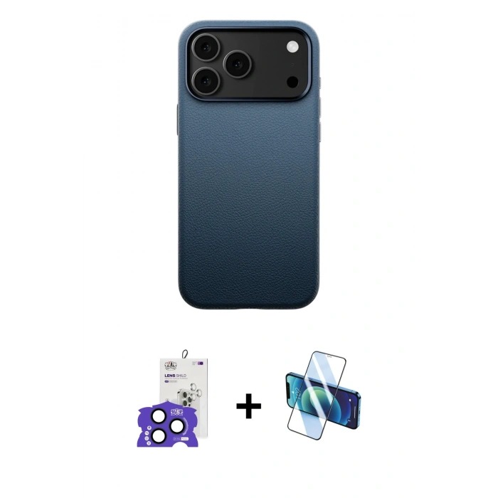 MARSİLYAN™- iPhone 17 Pro Max Kılıf Zirve Modern Prime - Siyah 3D Antistatik Seramik Nano Ekran Koruyucu + Bilvis Titan Kamera Lens - LT