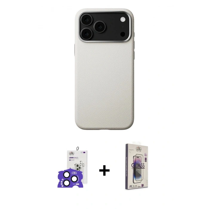 MARSİLYAN™- iPhone 17 Pro Max Kılıf Zirve Modern Prime - Siyah Bilvis 3D Cam Ekran Koruyucu + Bilvis Titan Kamera Lens - LT