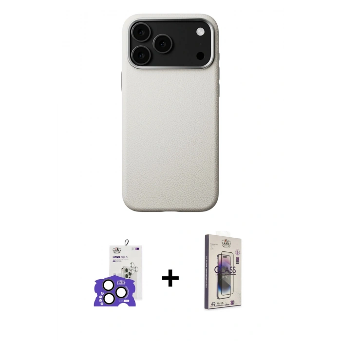 MARSİLYAN™- iPhone 17 Pro Max Kılıf Zirve Modern Prime - Siyah Bilvis 3D Cam Ekran Koruyucu + Bilvis Titan Kamera Lens - NLGY