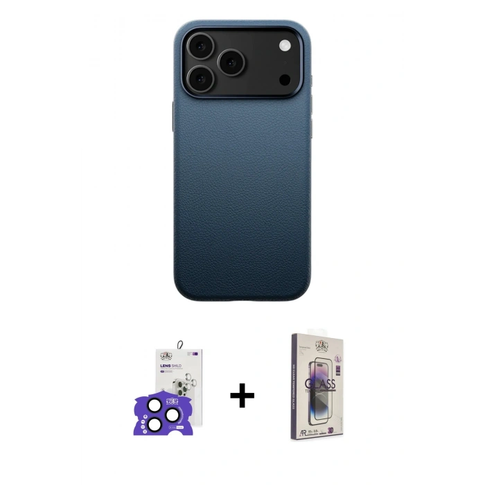 MARSİLYAN™- iPhone 17 Pro Max Kılıf Zirve Modern Prime - Siyah Bilvis 3D Cam Ekran Koruyucu + Bilvis Titan Kamera Lens - LT