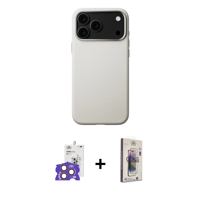 MARSİLYAN™- iPhone 17 Pro Max Kılıf Zirve Modern Prime - Siyah Bilvis 3D Cam Ekran Koruyucu + Bilvis Titan Kamera Lens - TU