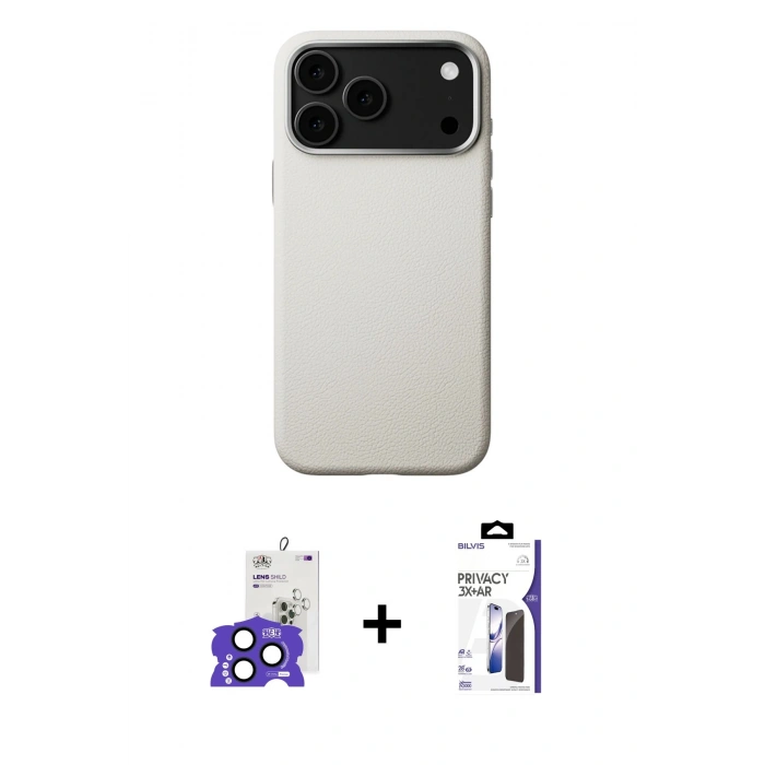 MARSİLYAN™- iPhone 17 Pro Max Kılıf Zirve Modern Prime - Siyah Bilvis 3X AR Hayalet Cam Ekran Koruyucu + Bilvis Titan Kamera Lens - LT
