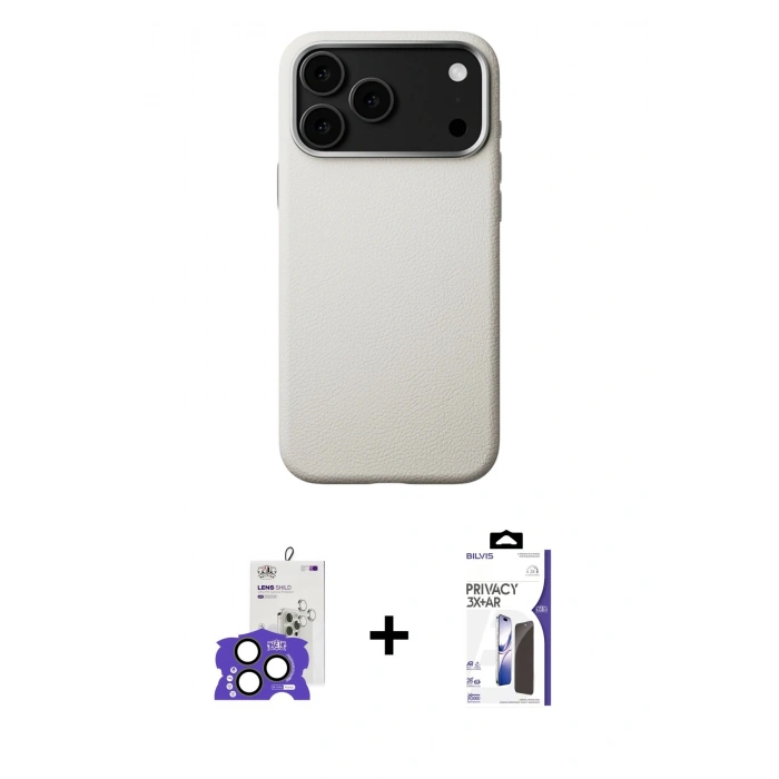 MARSİLYAN™- iPhone 17 Pro Max Kılıf Zirve Modern Prime - Siyah Bilvis 3X AR Hayalet Cam Ekran Koruyucu + Bilvis Titan Kamera Lens - NLGY