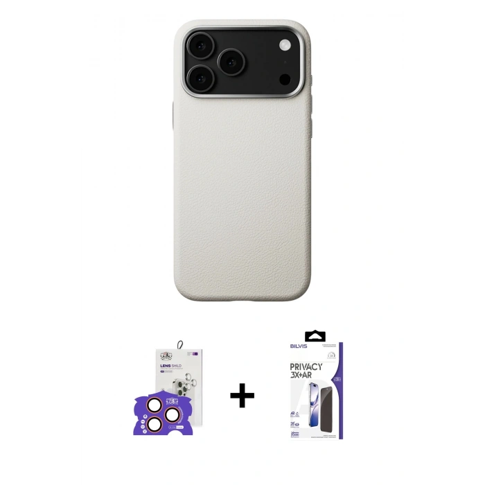 MARSİLYAN™- iPhone 17 Pro Max Kılıf Zirve Modern Prime - Siyah Bilvis 3X AR Hayalet Cam Ekran Koruyucu + Bilvis Titan Kamera Lens - TU