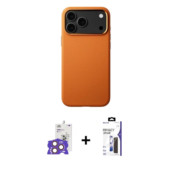 MARSİLYAN™- iPhone 17 Pro Max Kılıf Zirve Modern Prime - Siyah Bilvis 3X AR Hayalet Cam Ekran Koruyucu + Bilvis Titan Kamera Lens - TU