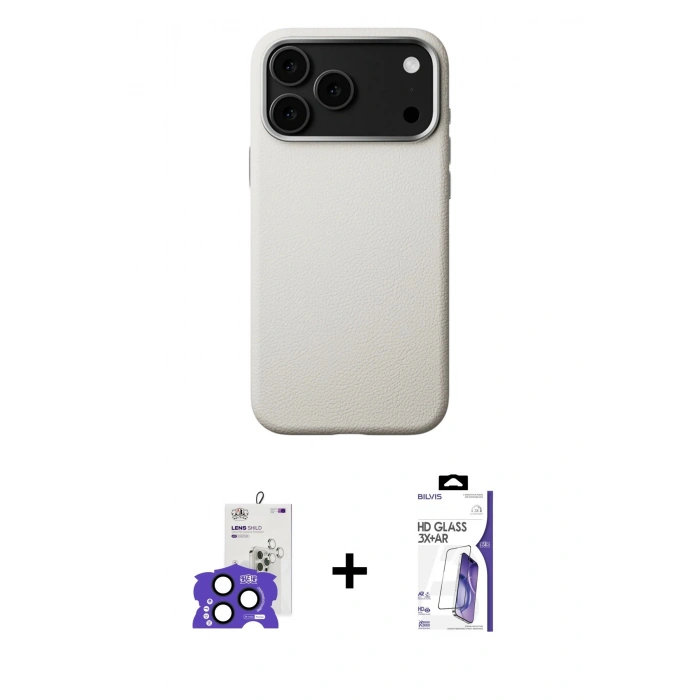 MARSİLYAN™- iPhone 17 Pro Max Kılıf Zirve Modern Prime - Siyah Bilvis 3X AR HD Cam Ekran Koruyucu + Bilvis Titan Kamera Lens - LT