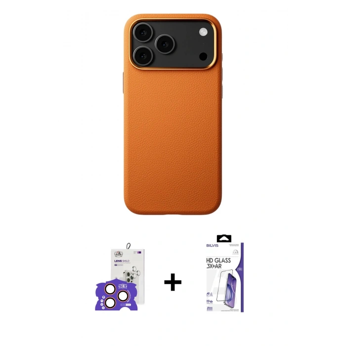 MARSİLYAN™- iPhone 17 Pro Max Kılıf Zirve Modern Prime - Siyah Bilvis 3X AR HD Cam Ekran Koruyucu + Bilvis Titan Kamera Lens - TU