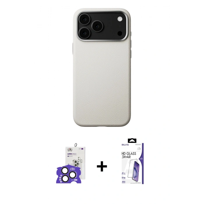 MARSİLYAN™- iPhone 17 Pro Max Kılıf Zirve Modern Prime - Siyah Bilvis 3X AR HD Cam Ekran Koruyucu + Bilvis Titan Kamera Lens - NLGY
