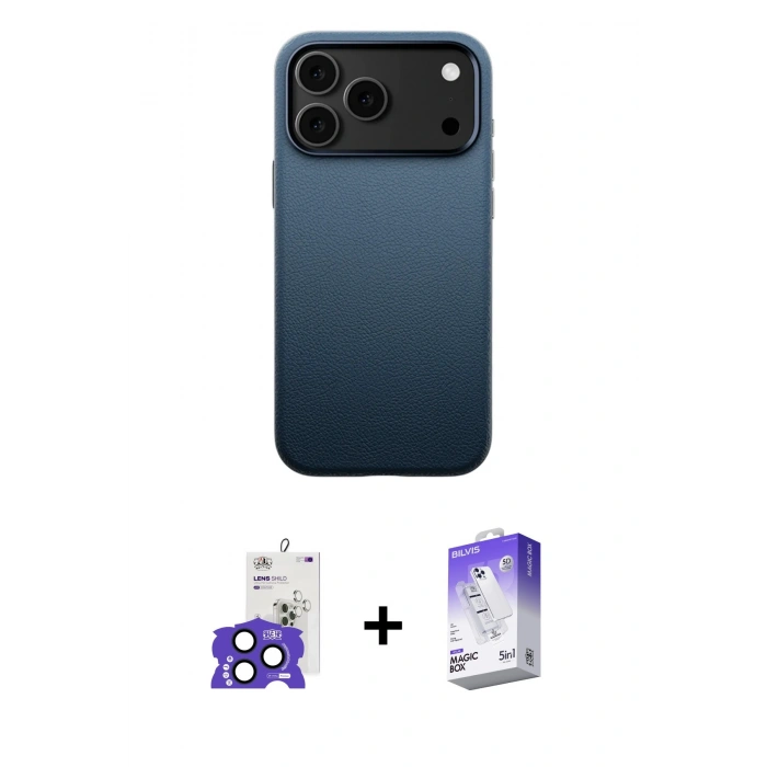 MARSİLYAN™- iPhone 17 Pro Max Kılıf Zirve Modern Prime - Siyah Bilvis 5in1 3D Magic Cam Ekran Koruyucu + Bilvis Titan Kamera Lens - LT