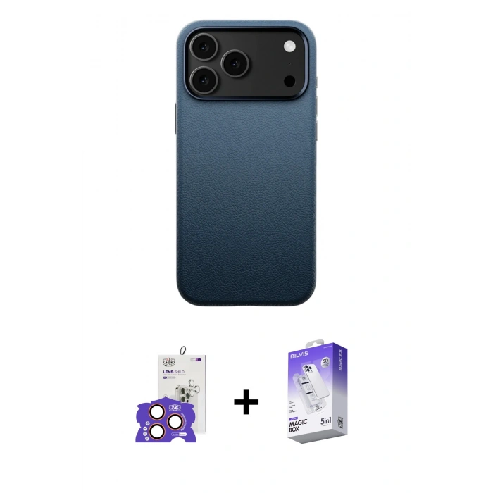 MARSİLYAN™- iPhone 17 Pro Max Kılıf Zirve Modern Prime - Siyah Bilvis 5in1 3D Magic Cam Ekran Koruyucu + Bilvis Titan Kamera Lens - TU