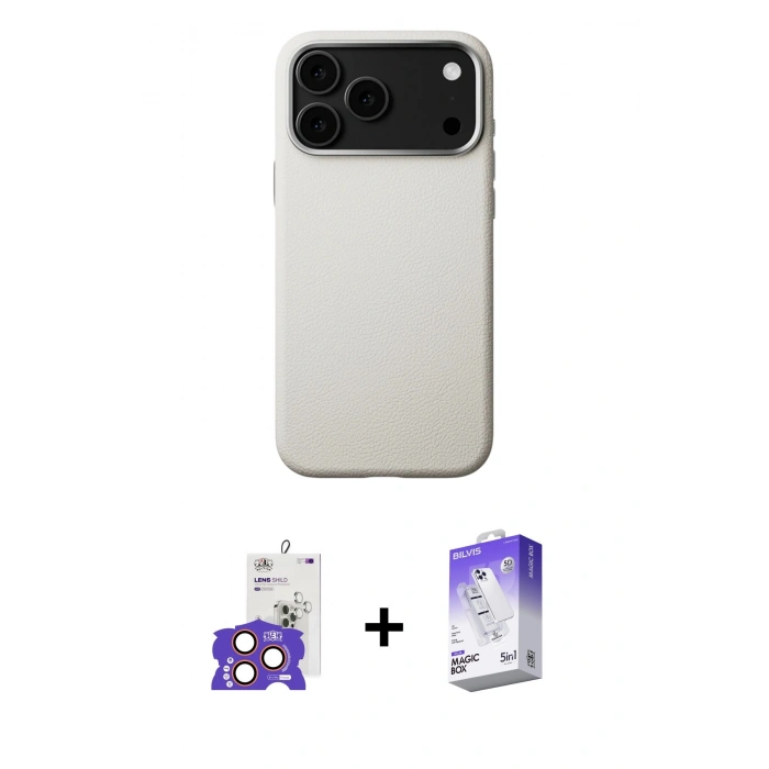 MARSİLYAN™- iPhone 17 Pro Max Kılıf Zirve Modern Prime - Siyah Bilvis 5in1 3D Magic Cam Ekran Koruyucu + Bilvis Titan Kamera Lens - TU