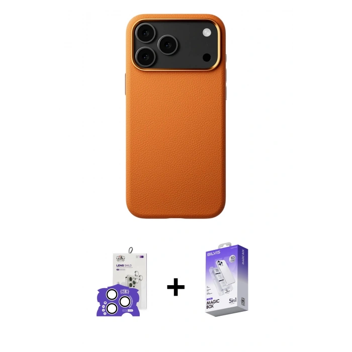 MARSİLYAN™- iPhone 17 Pro Max Kılıf Zirve Modern Prime - Siyah Bilvis 5in1 3D Magic Cam Ekran Koruyucu + Bilvis Titan Kamera Lens - GS