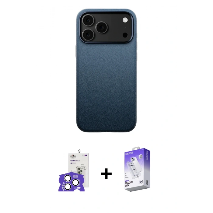 MARSİLYAN™- iPhone 17 Pro Max Kılıf Zirve Modern Prime - Siyah Bilvis 5in1 3D Magic Cam Ekran Koruyucu + Bilvis Titan Kamera Lens - GS
