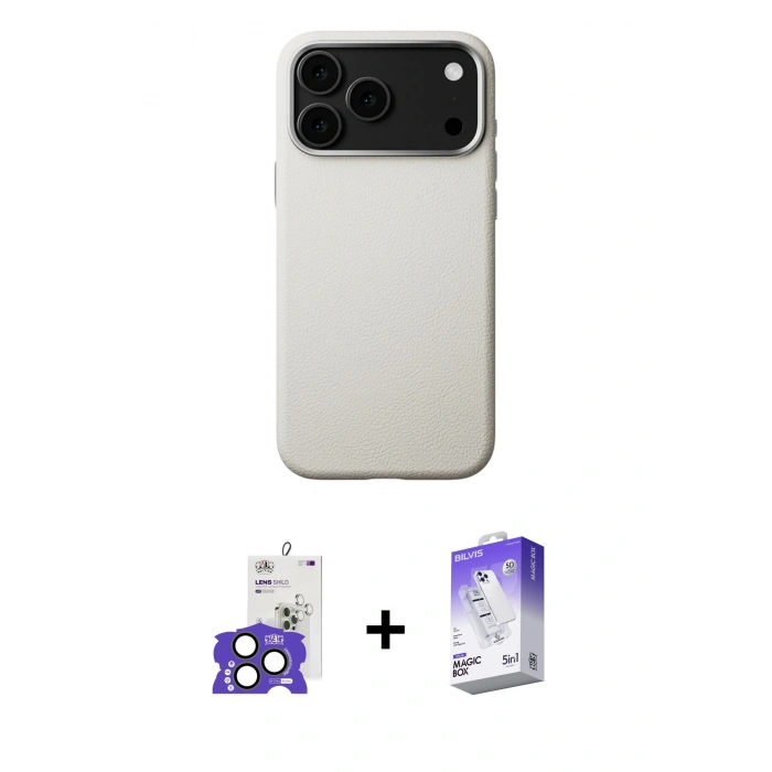 MARSİLYAN™- iPhone 17 Pro Max Kılıf Zirve Modern Prime - Siyah Bilvis 5in1 3D Magic Cam Ekran Koruyucu + Bilvis Titan Kamera Lens - NLGY