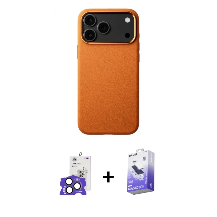 MARSİLYAN™- iPhone 17 Pro Max Kılıf Zirve Modern Prime - Siyah Bilvis 5in1 5D Magic Hayalet Cam Ekran Koruyucu + Bilvis Titan Kamera Lens - NLGY