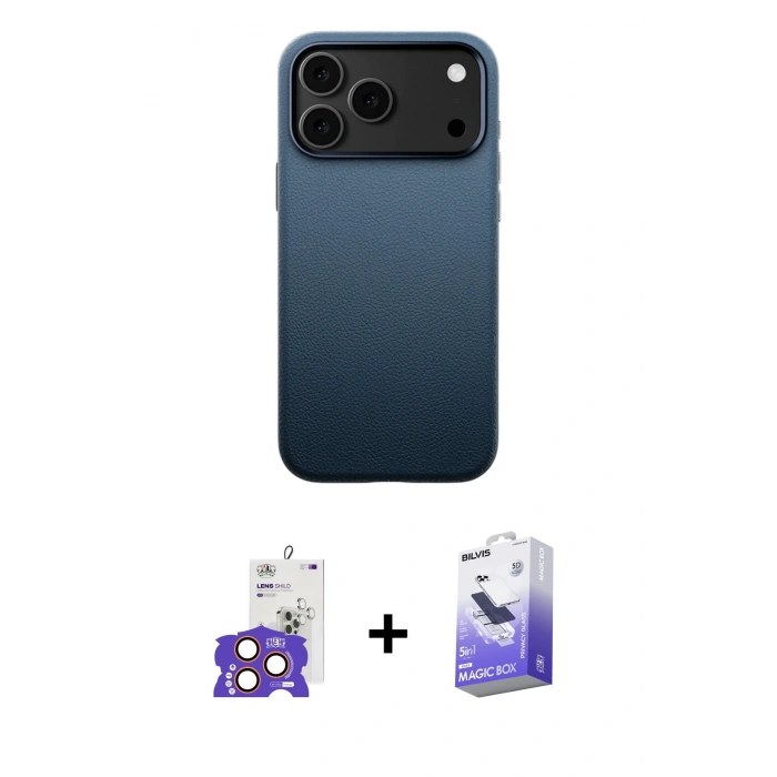 MARSİLYAN™- iPhone 17 Pro Max Kılıf Zirve Modern Prime - Siyah Bilvis 5in1 5D Magic Hayalet Cam Ekran Koruyucu + Bilvis Titan Kamera Lens - TU