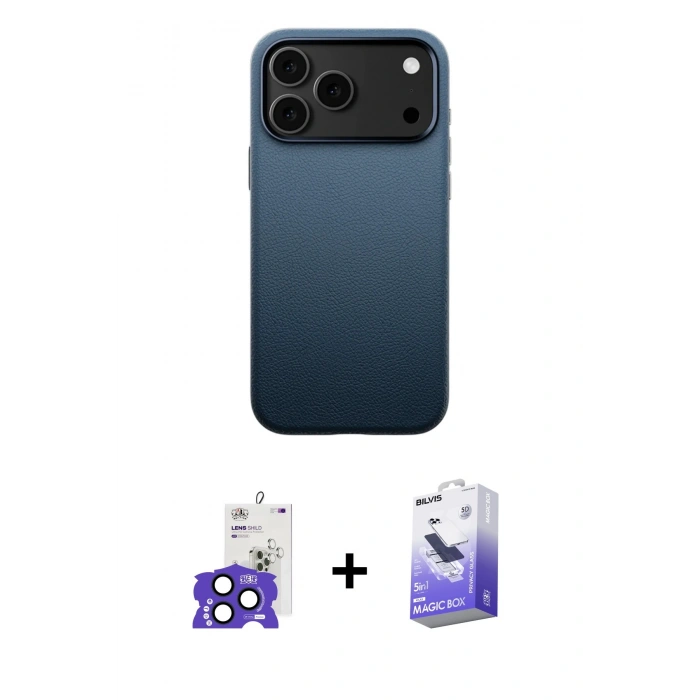 MARSİLYAN™- iPhone 17 Pro Max Kılıf Zirve Modern Prime - Siyah Bilvis 5in1 5D Magic Hayalet Cam Ekran Koruyucu + Bilvis Titan Kamera Lens - LT