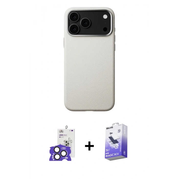 MARSİLYAN™- iPhone 17 Pro Max Kılıf Zirve Modern Prime - Siyah Bilvis 5in1 5D Magic Hayalet Cam Ekran Koruyucu + Bilvis Titan Kamera Lens - NLGY