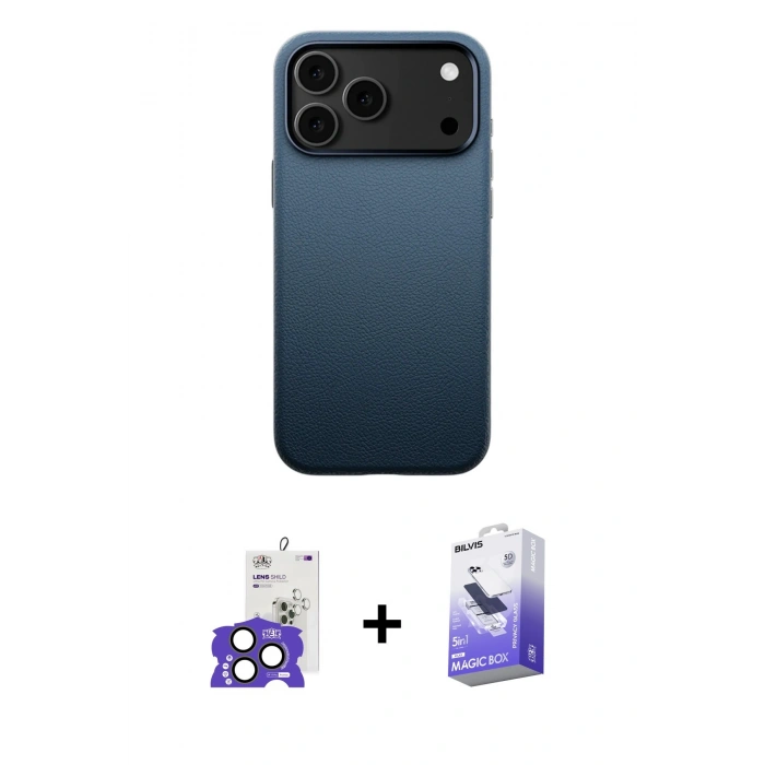 MARSİLYAN™- iPhone 17 Pro Max Kılıf Zirve Modern Prime - Siyah Bilvis 5in1 5D Magic Hayalet Cam Ekran Koruyucu + Bilvis Titan Kamera Lens - NLGY