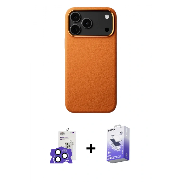 MARSİLYAN™- iPhone 17 Pro Max Kılıf Zirve Modern Prime - Siyah Bilvis 5in1 5D Magic Hayalet Cam Ekran Koruyucu + Bilvis Titan Kamera Lens - LT
