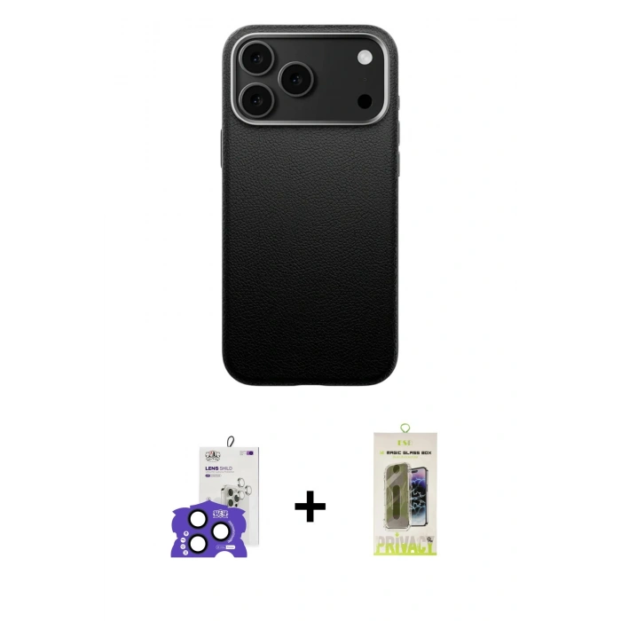 MARSİLYAN™- iPhone 17 Pro Max Kılıf Zirve Modern Prime - Siyah Joko Magic 5D Hayalet Cam + Bilvis Titan Kamera Lens - LT