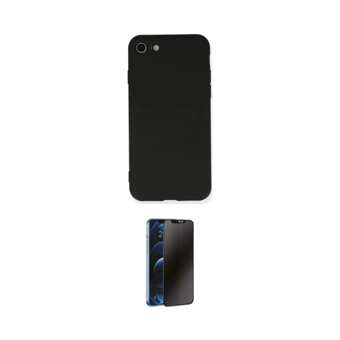 MARSİLYAN™- iPhone 7 Kılıf Ahenk Serisi - Siyah 3D Antistatik Hayalet Cam Ekran Koruyucu