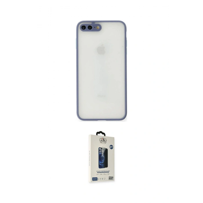 MARSİLYAN™- iPhone 7 Plus Kılıf Ahenk Çizgi Serisi - Siyah Bilvis Hayalet Cam Ekran Koruyucu