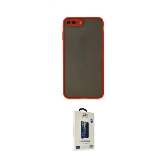 MARSİLYAN™- iPhone 7 Plus Kılıf Ahenk Çizgi Serisi - Siyah Bilvis Hayalet Cam Ekran Koruyucu