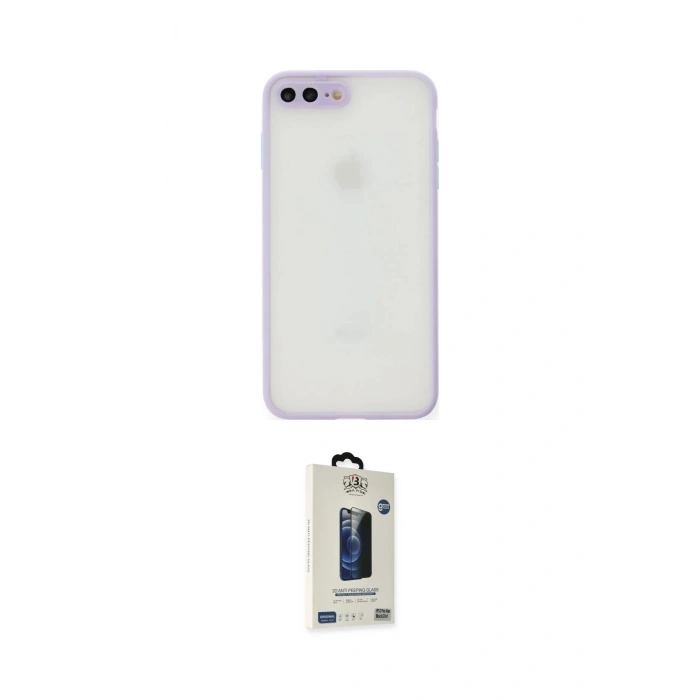 MARSİLYAN™- iPhone 7 Plus Kılıf Ahenk Çizgi Serisi - Siyah Bilvis Hayalet Cam Ekran Koruyucu