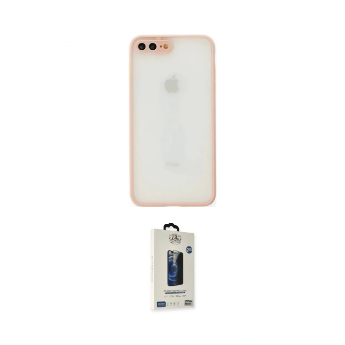 MARSİLYAN™- iPhone 7 Plus Kılıf Ahenk Çizgi Serisi - Siyah Bilvis Hayalet Cam Ekran Koruyucu